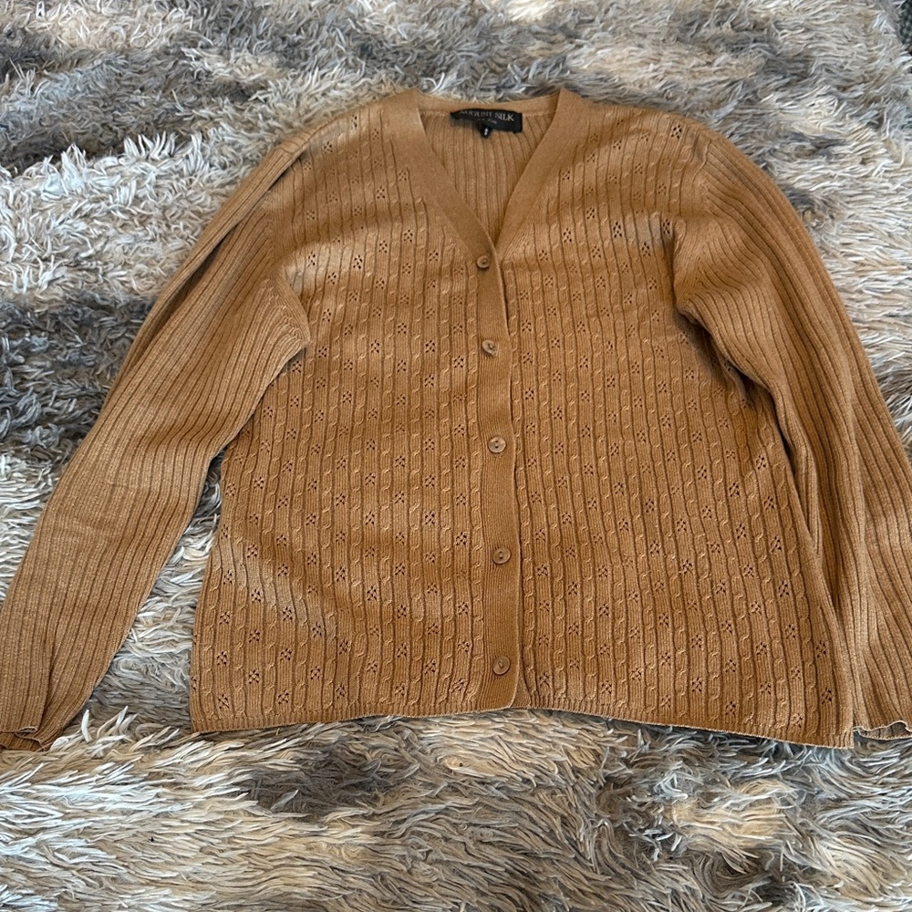 C—August Silk Tan Women's Cardigan